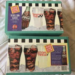 Coca-Cola Collectibles Vintage Indiana Glass Bell Soda Glasses Diner Design