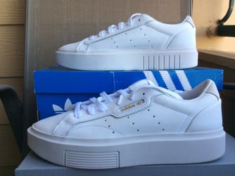 NEW WOMEN ADIDAS ORIGINALS SLEEK SUPER W LEATHER ATHLETIC SNEAKERS Sz 9