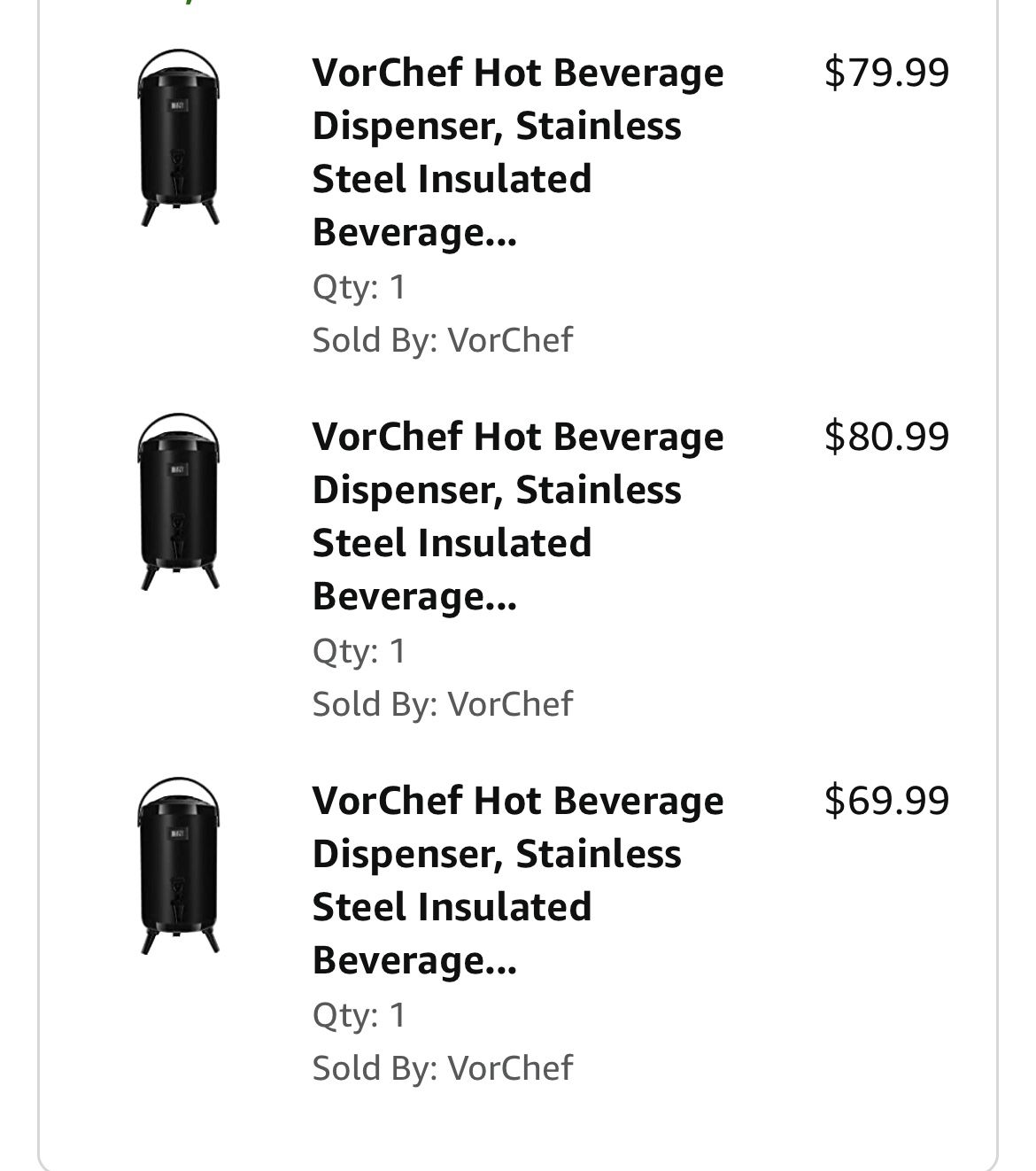 VorChef Hot Beverage Dispenser, Stainless Steel Insulated Beverage