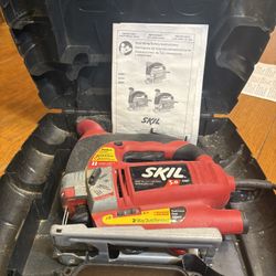 SKIL 4580 5 Amp Orbital/Scrolling Jig Saw, which is a corded electric jigsaw designed for cutting various materials like wood, metal, and plastic. 