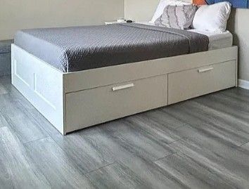 Ikea Brimnes Queen Storage Bed Frame W/Drawers