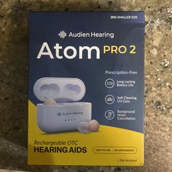 BRAND-NEW Audien Hearing Atom X Rechargeable OTC Hearing Aids,