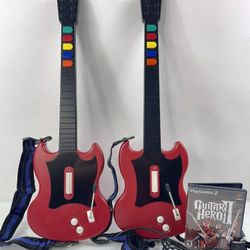 PlayStation 2 PS2 Guitar Hero RedOctane PSLGH Wired Guitars Controller Lot Of 2