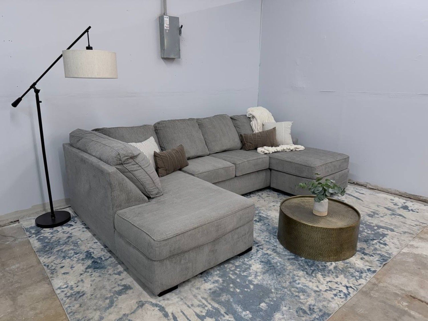 Lane Gray Sectional Couch with Double Chaise Lounge