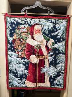 Santa Claus old fashioned handmade fabric wall hanging