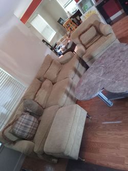 Tan Couch chair and atoman