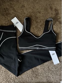 Brand new, black alo set white lining