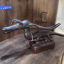 Hand Carved African Wood Statue/ Vintage Mid-mid century Collectible