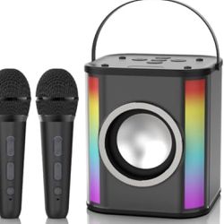 Karaoke Machine for Kids Adults, Mini Portable Bluetooth Speaker 