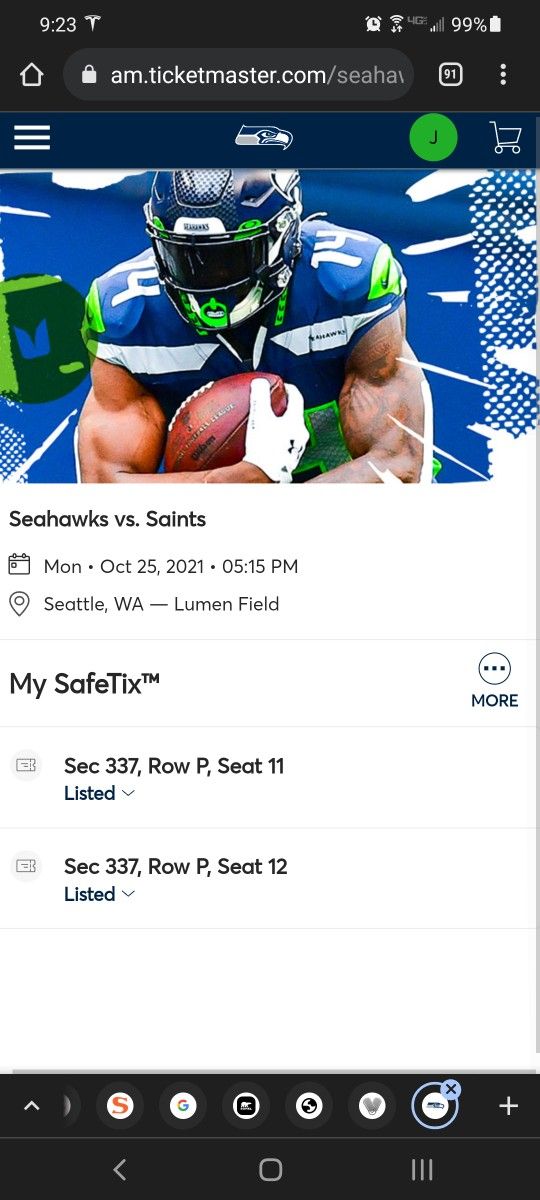 2 Tix To Hawks v. Saints (10/25/21)