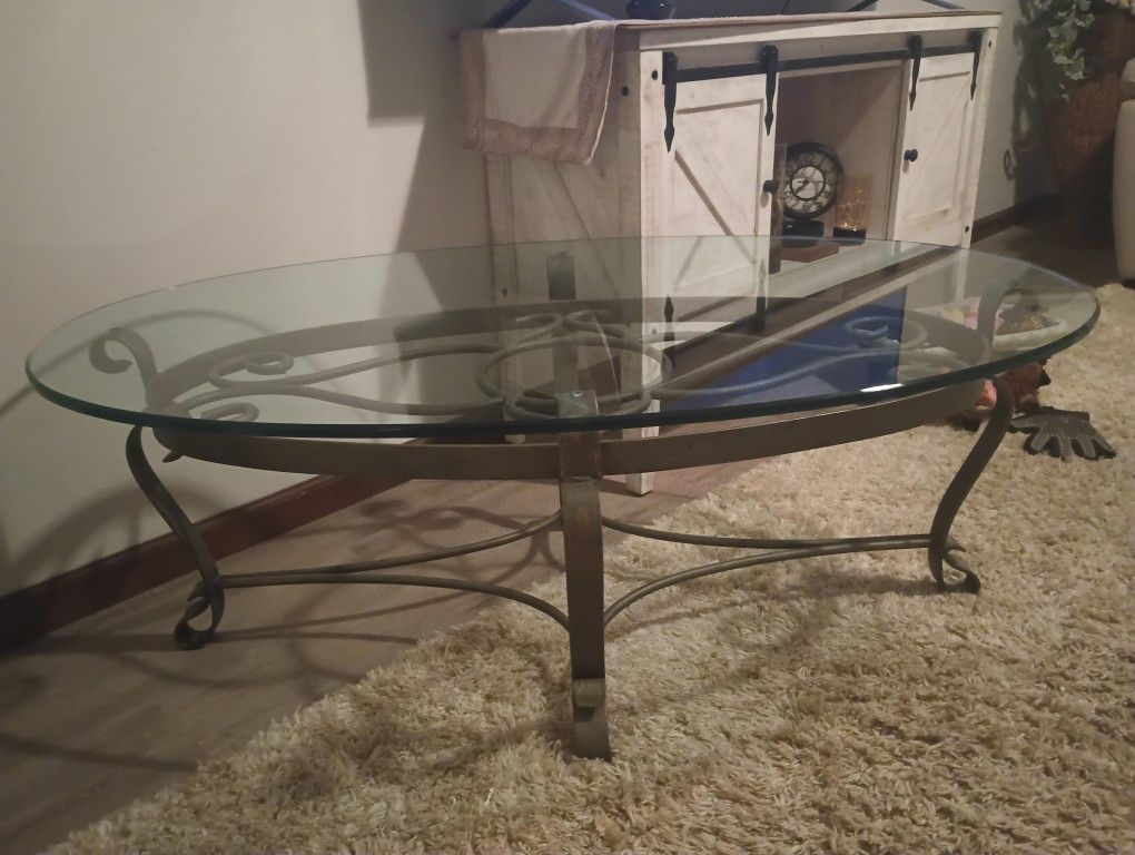 Glass Oval End Table