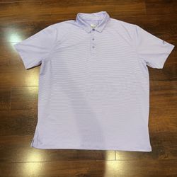 Men's Callaway Light Blue Opti Dri Golf Shirt Sz 2XL. Collar, 3 Button Neck,Logo