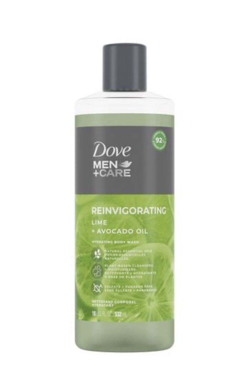 Dove Men+Care Reinvigorating Lime + Avocado Plant Based Hydrating Body Wash - 18 fl oz