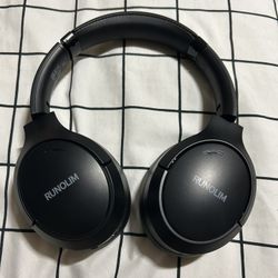 RUNOLIM Hybrid Headphones, Wireless Over Ear Bluetooth Headphones with Microphone, 70H Playtime, Foldable Headphone with HiFi 