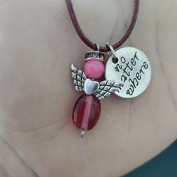  Angel Necklace With Sign That Says No Matter Where