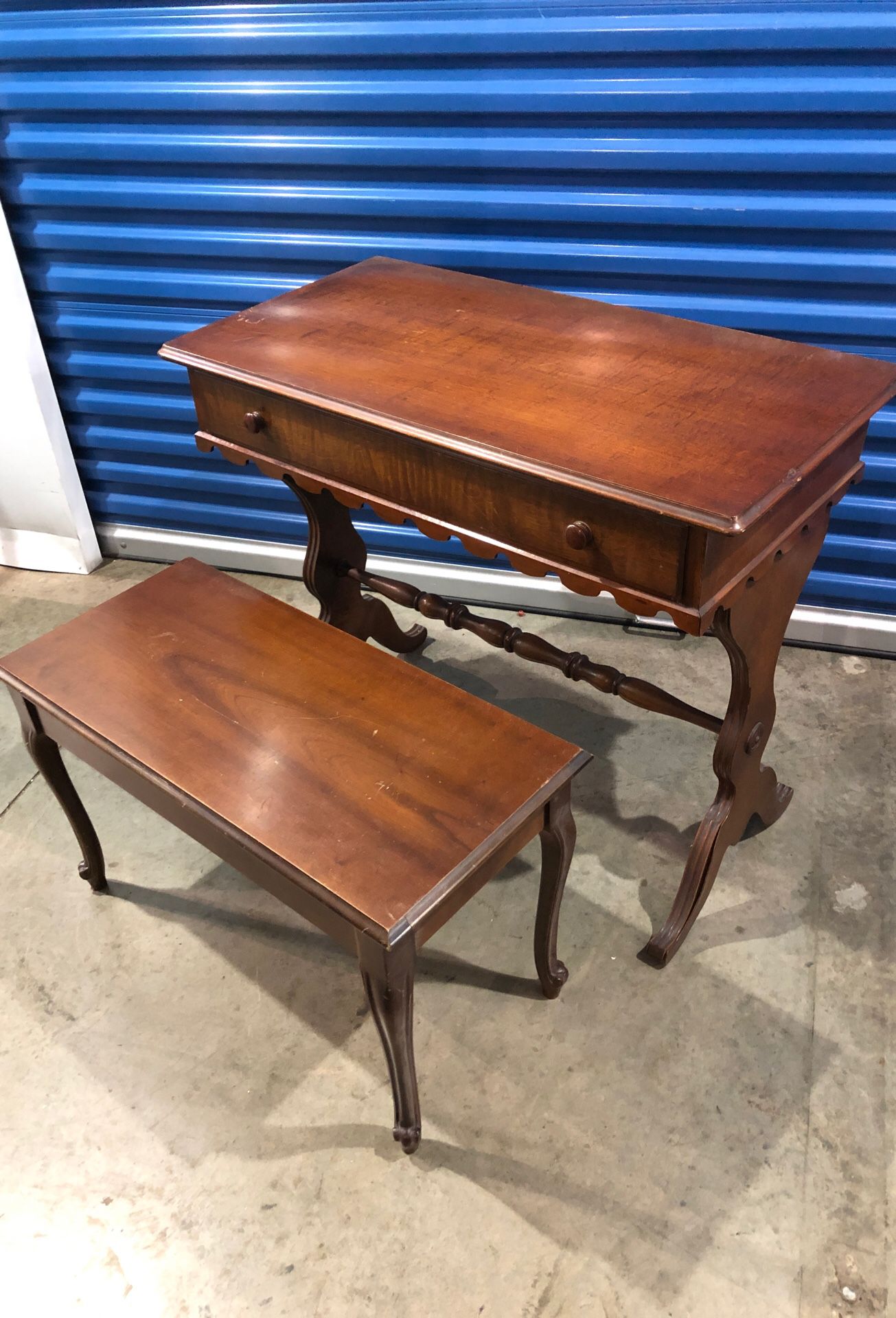 Antique sitting desk with bench