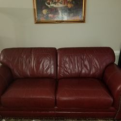 Burgundy High-Quality Leather couch Sofa