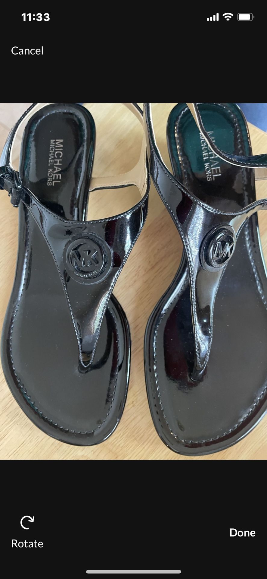 Michael Kors patent leather sandals with rubb...sole