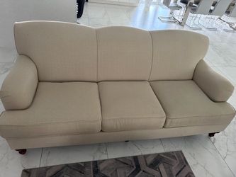 Beige Fabric 3-Seater Sofa