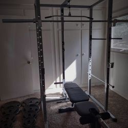 Squat Rack With Lat Pulldown Attachment For Home Gym Set Up 