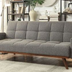 Brand New Gray Mid-Century Style Futon Sofa Sleeper 