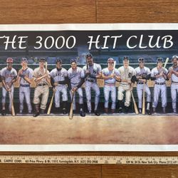 Ron Lewis Signed 1995 "3000 Hit Club" Lithograph Poster - Official MLB Art Willie Mays Hank Aaron