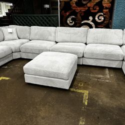 Brand New Light Gray Oversized Sectional With Ottoman 