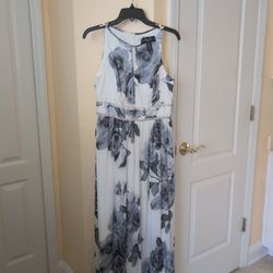 Long White,Grey Formal Dress 