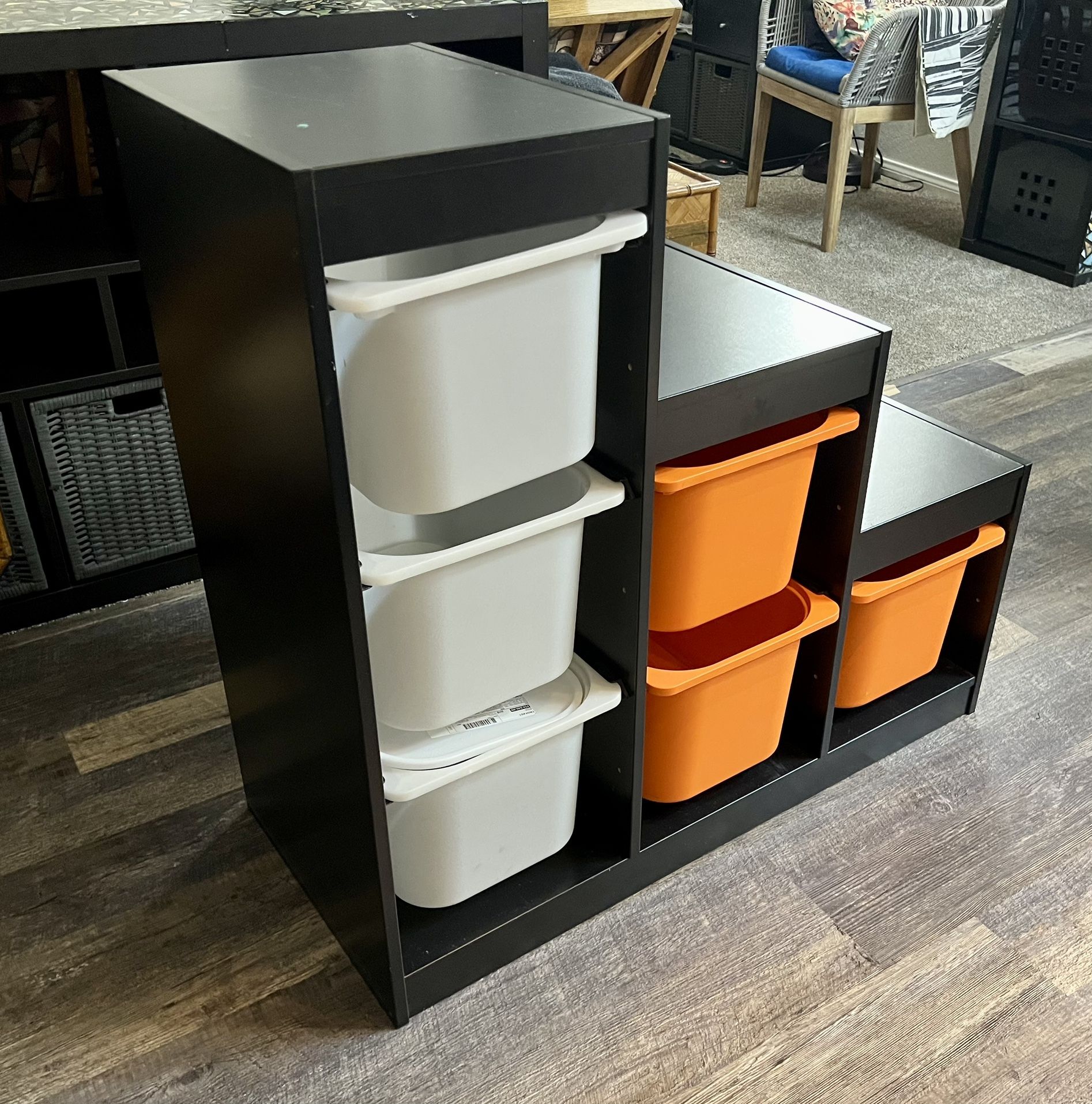 Ikea Step Up Shelving W Plastic Containers