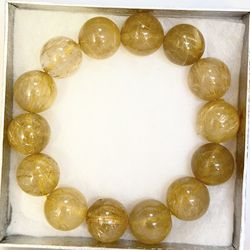 GOLDEN RUTILATED QUARTZ BEAD BRACELET