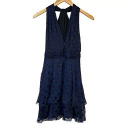 
NEW Diane von Furstenberg Silk Chiffon Star Sleeveless Ruffle Mini Dress Size 2