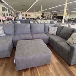 New Best Selling Gray Sectional Sofa Couch *Ottoman Sold Separately* 