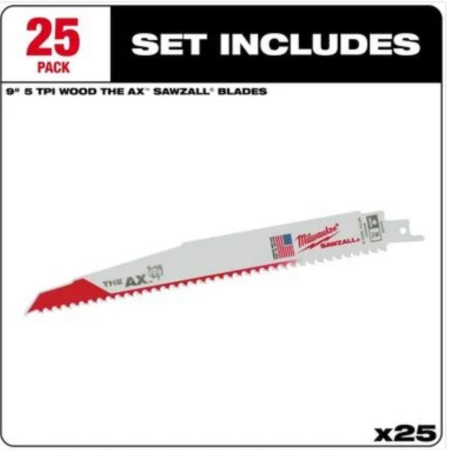 Milwaukee 9 In. 5/8 TPI White Bi-Metal Reciprocating Saw Blade 25Ct. 48-00-8026