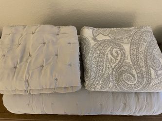 Ivory & Gray Duvet (king) Crate & Barrel