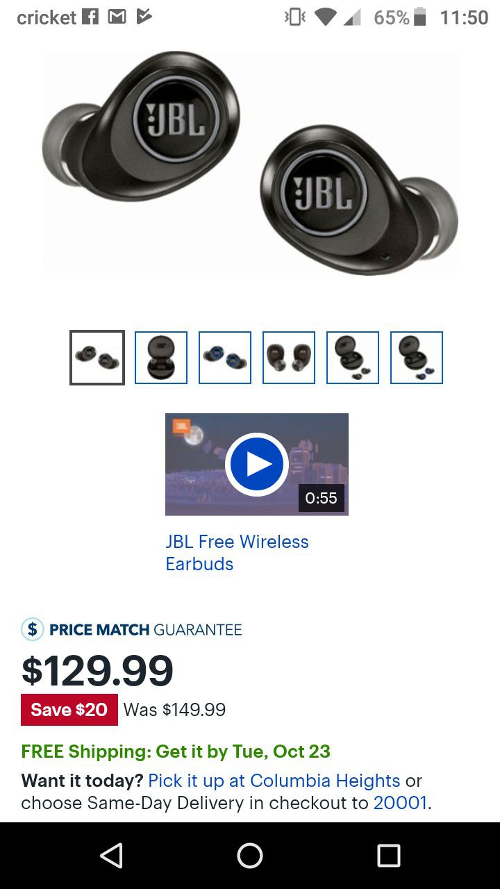 JBL true wireless headphones