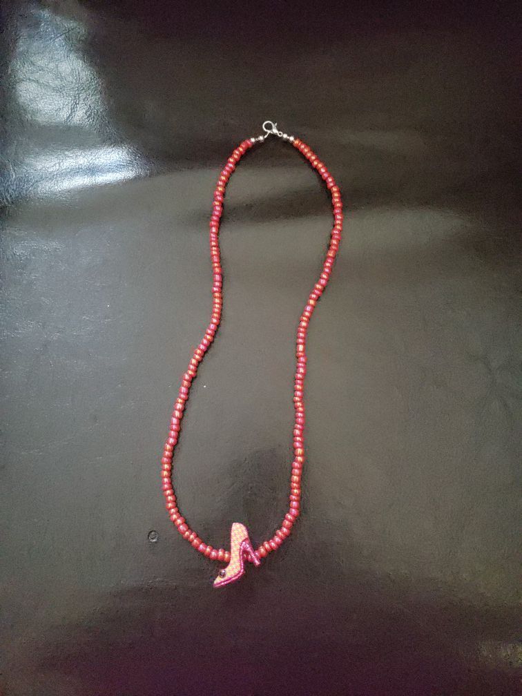 Pink heel necklace