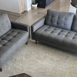 2 Couch Set - Good. Condition - Gray Tweed - Bring A Truck