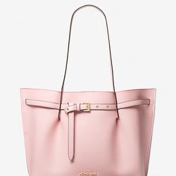NWT Michael Kors Emilia Large Pebbled Leather Tote Bag Blush Pink