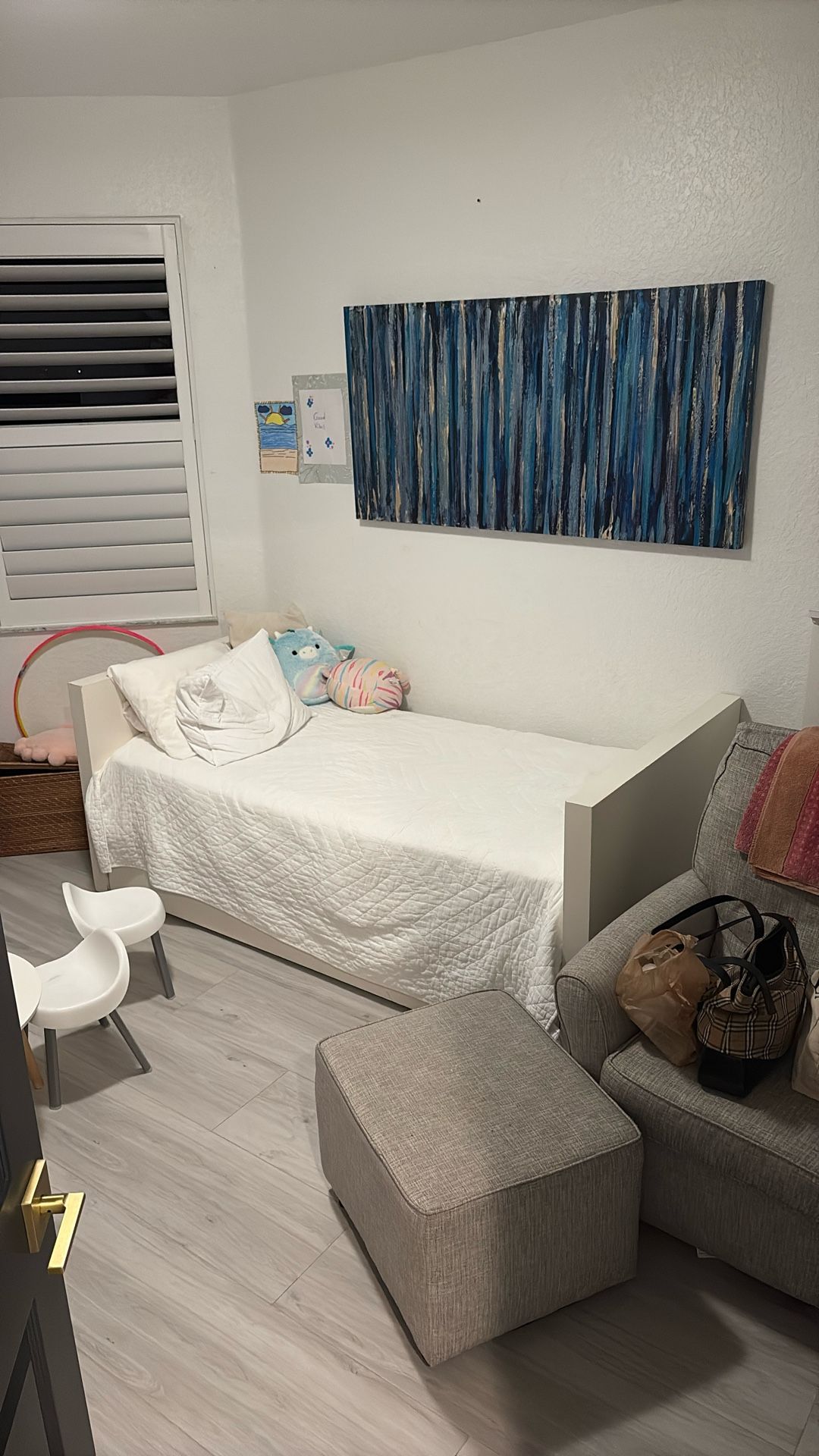 Trundle Day Bed White Ivory Wood Plank Bedroom Furniture Pullout Couch Two Twin Mattress