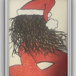 Christmas Holiday MERMAID Hand Painted Picture 9x12” Print 