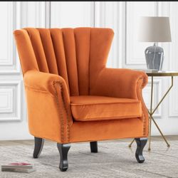 Velvet Orange Jemma Accent Wingback Chair