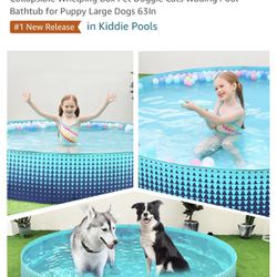Jasonwell Foldable Dog Kiddie Pool - Hard Plastic Kids Paddling Pool Toddler Baby Swimming Pool for Backyard Collapsible Whelping Box Pet Doggie Cats 