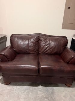 Dark Brown Leather Loveseat and sofa