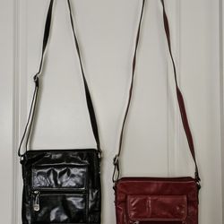 Giani Bernini Red Glazed Leather Crossbody Messenger Bag Purse Organizer