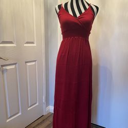 Crimson Red Dress With Adjustable Straps