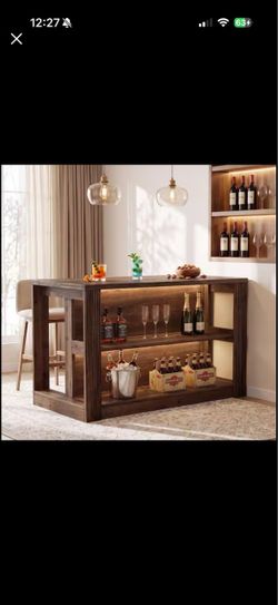 Walnut Counter Height Table with Shelves