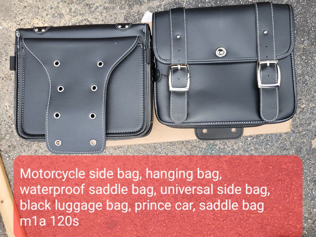 Motorcycle side bag, hanging bag, waterproof saddle bag, universal side bag, black luggage bag, prince car, saddle bag m1a 120s