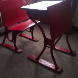 Antique School Desk,& Chair, circa-1940's
