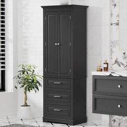 New Assembled Bathroom 70" Tall Kitchen Pantry Cabinet  Doors Drawers Storage Shelf Organizers