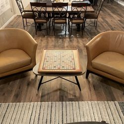 West Elm Leather Tulip Accent Chairs **RARE**